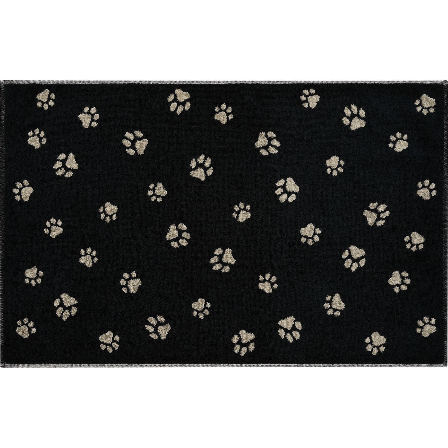 Cawö "Paws" Badematte (We love Dogs Edition) -Schwarz-Beige (Vorderseite)