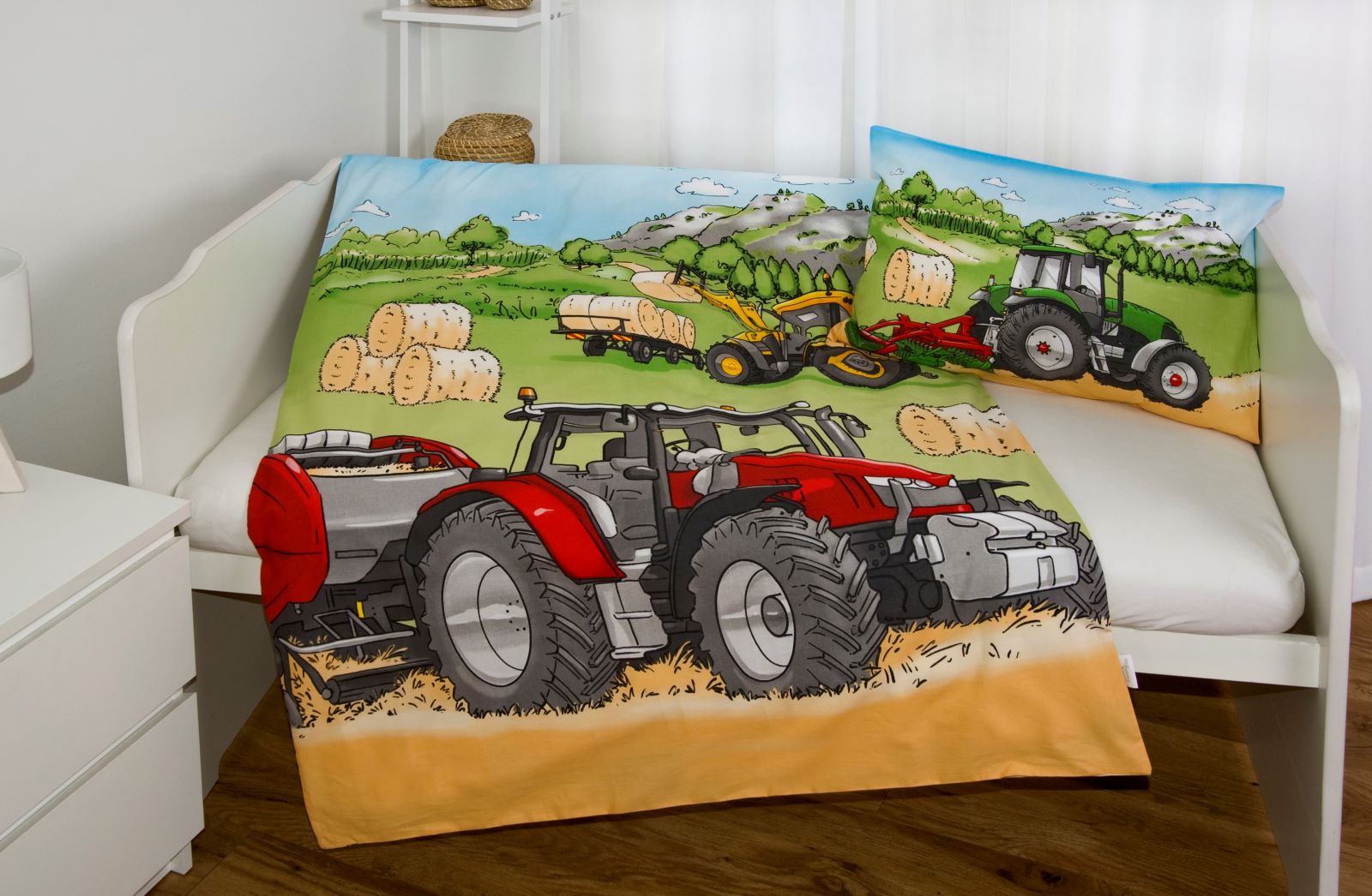 Herding Flanell Wendebettwäsche Traktor, Made in Green