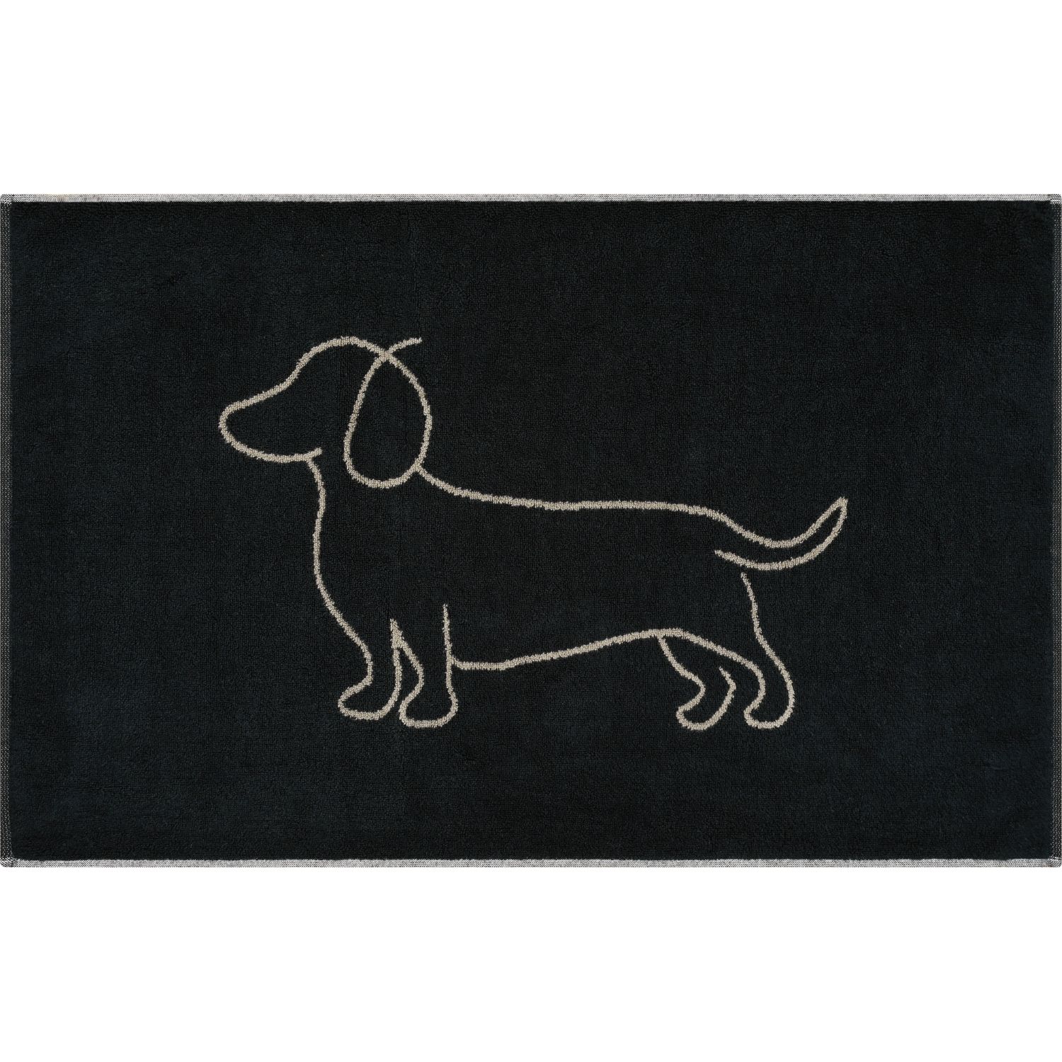 Cawö "Companion" Badematte (We love Dogs Edition) - Schwarz-Beige (Vorderseite)