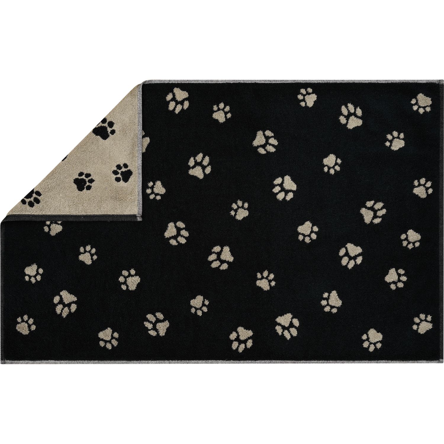 Cawö "Paws" Badematte (We love Dogs Edition) -Schwarz-Beige (Vorderseite)