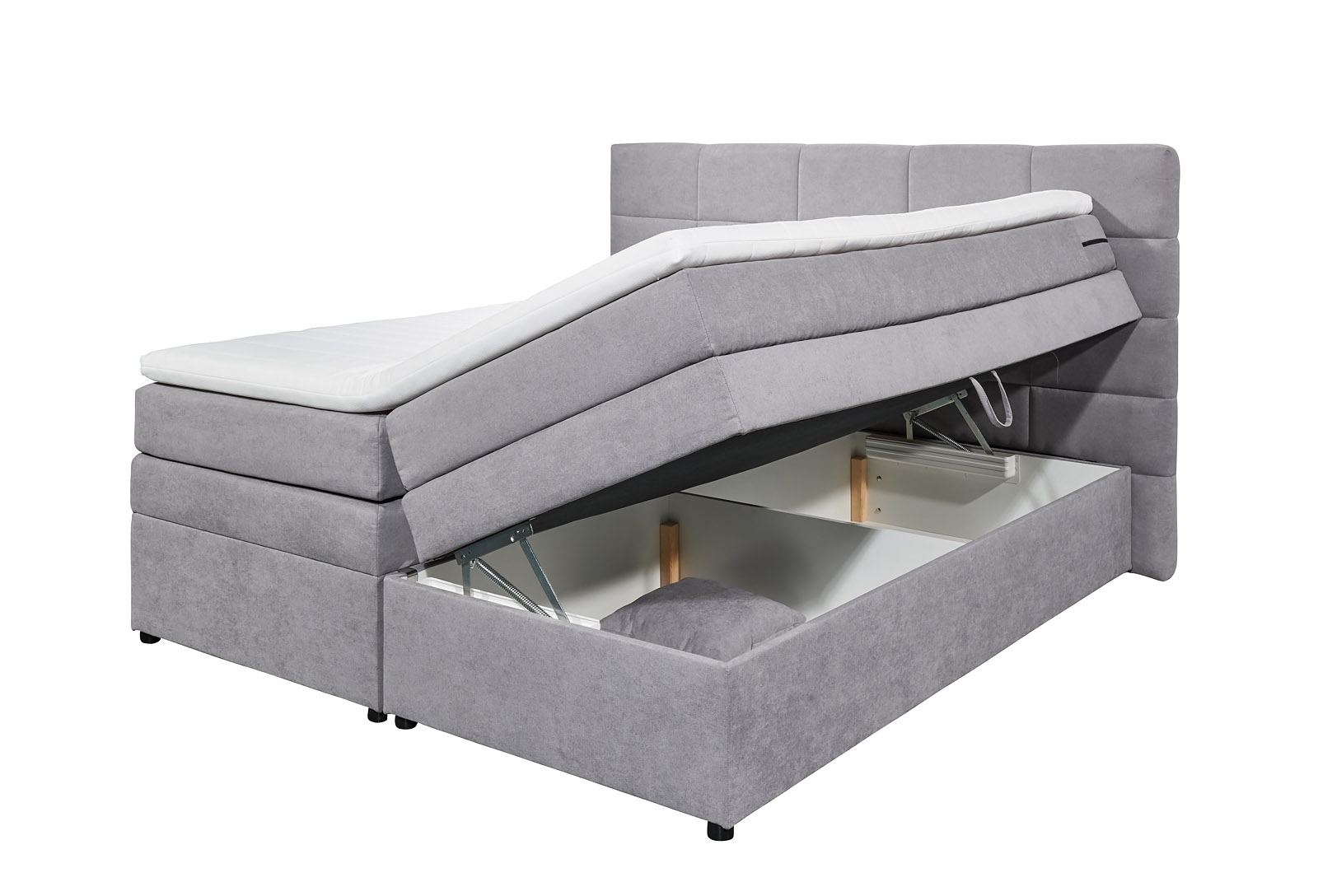Boxspringbett Tacoma 4, Gr. 160/180 x 200 cm, Farbe Light Grey