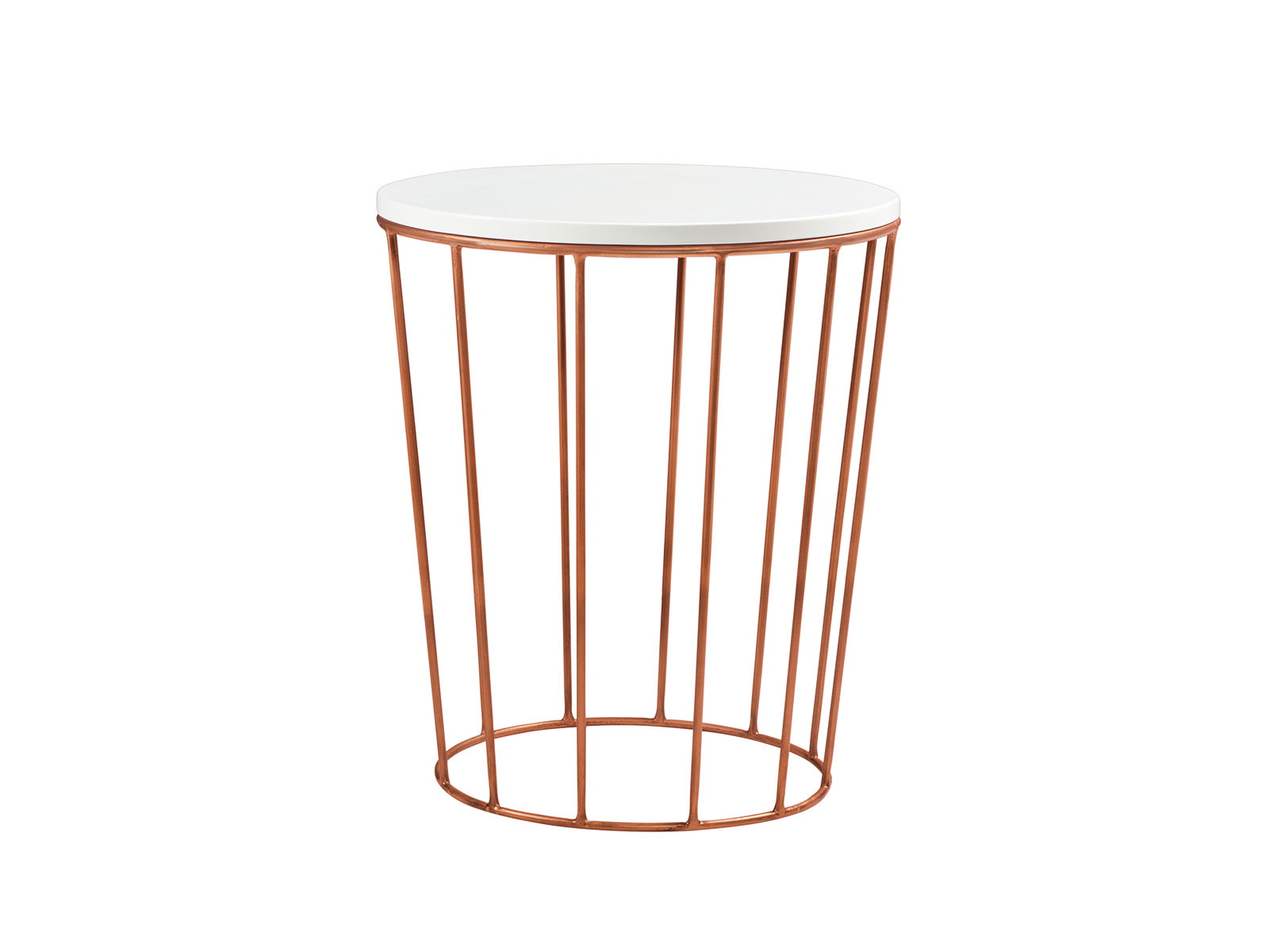 Moderno Nachttisch Lina, Buche weiß deckend, lackiert, Metallfarbe copper