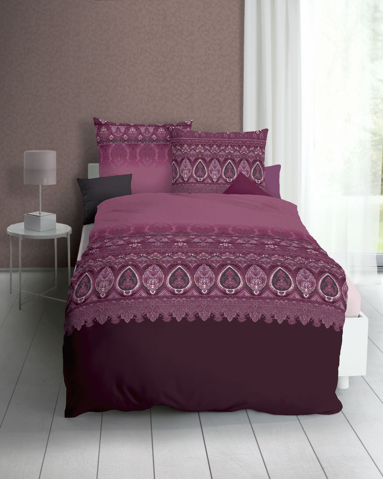 Kaeppel Mako-Satin Bettwäsche "Opulence" - Burgund