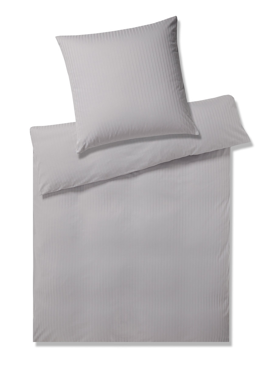 Elegante Interlock-Jersey Bettwäsche Solid Stripe 3507 | Greige | 135 x 200 + 80 x 80 cm