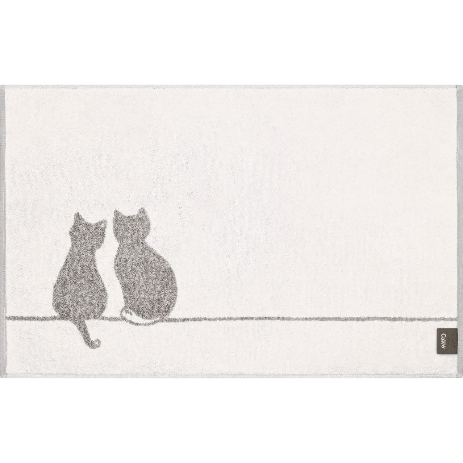 Cawö "You & Me" Badematte (Cute Cats Edition) - Platin-Weiß (Rückseite)