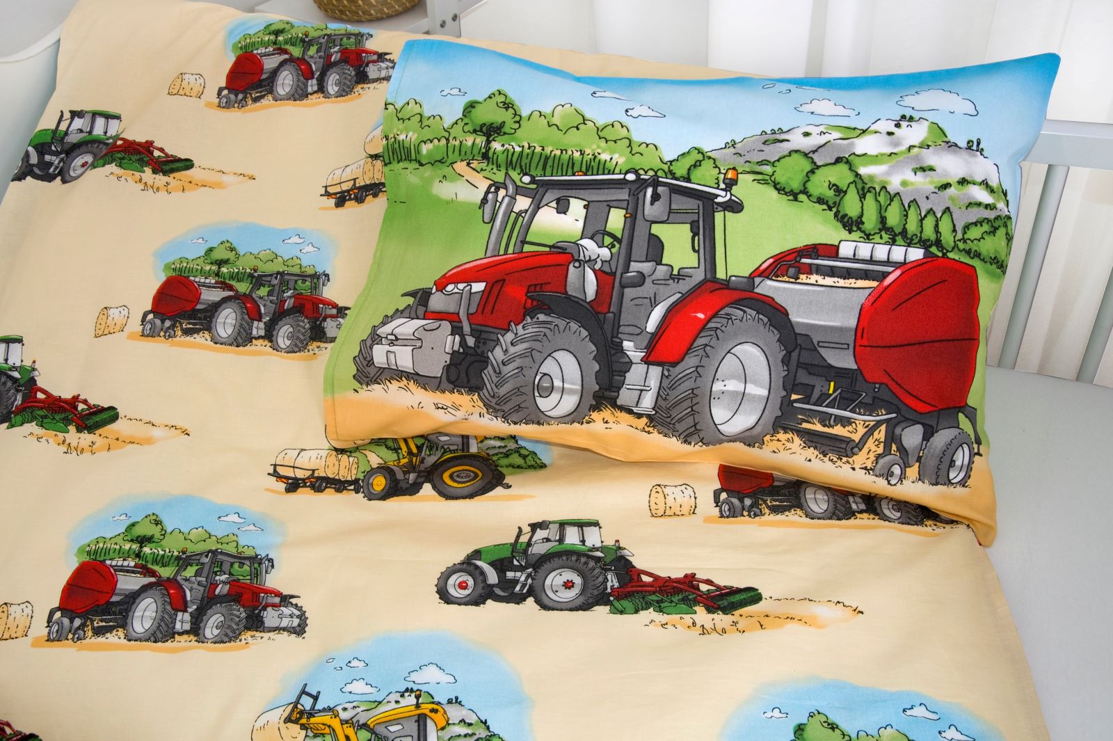 Herding Flanell Wendebettwäsche Traktor, Made in Green