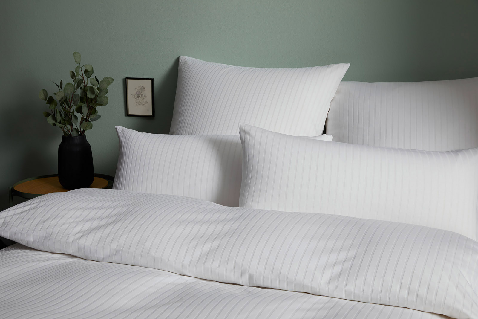 Elegante Interlock-Jersey Bettwäsche Solid Stripe 3507 | Weiß | 155 x 220 + 80 x 80 cm